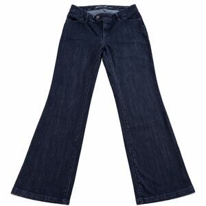 Eddie Bauer Curvy Trouser Jeans Womens 8 Dark Wash Flare Stretch Denim